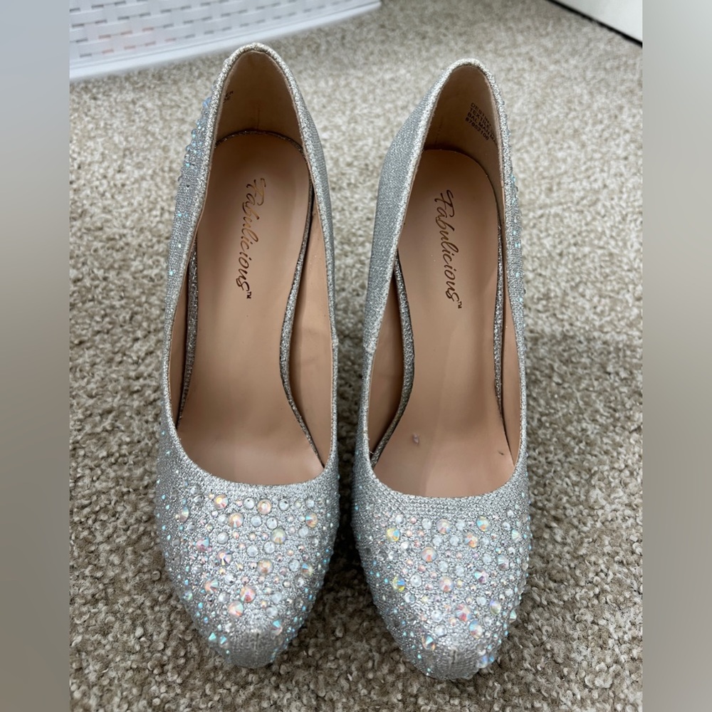 Silver fabulicious pleaser glitter shoes heels